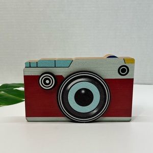 Camera Wood Statue Figure Tabletop Office Decor Photographer Sculpture Accent BF